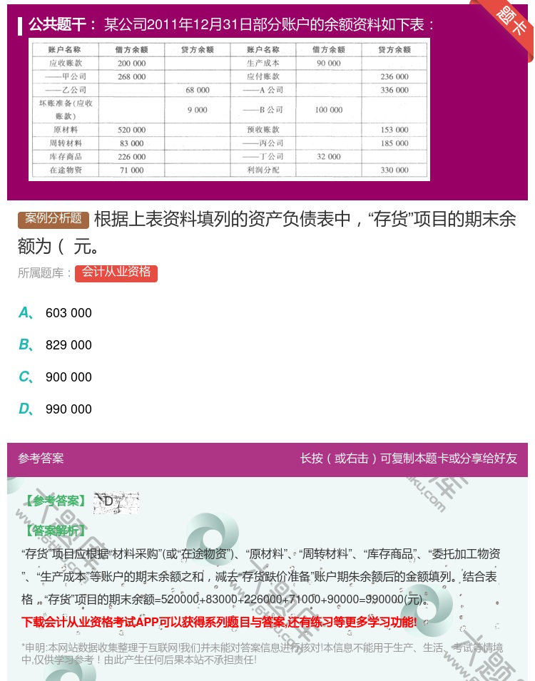 答案:根据上表资料填列的资产负债表中存货项目的期末余额为元...