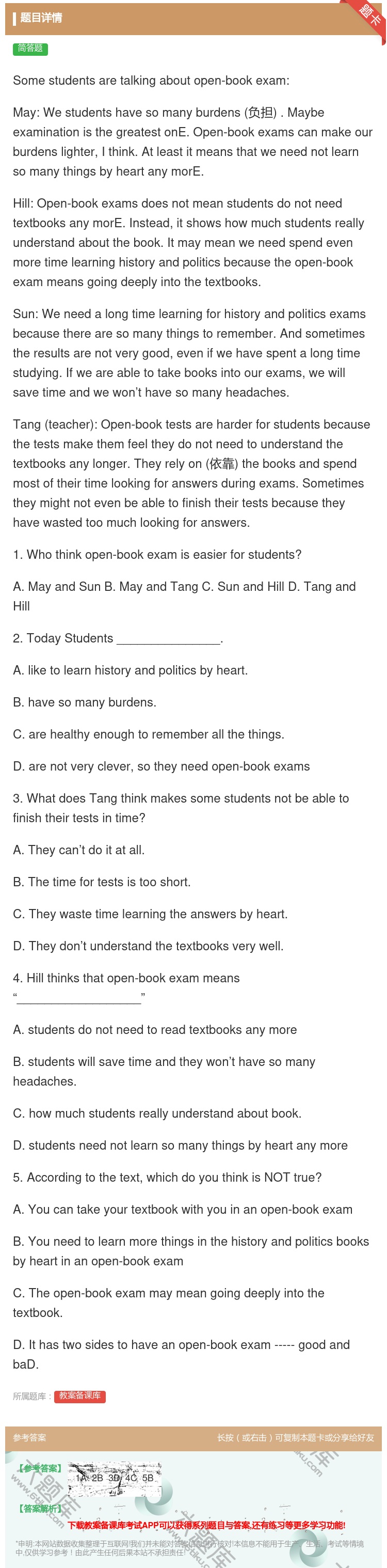答案:Somestudentsaretalkingaboutope...