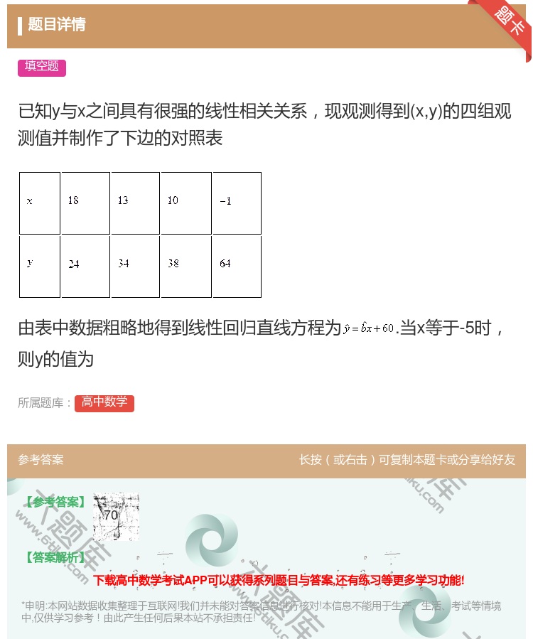 答案:已知y与x之间具有很强的线性相关关系现观测得到xy的四组观测...