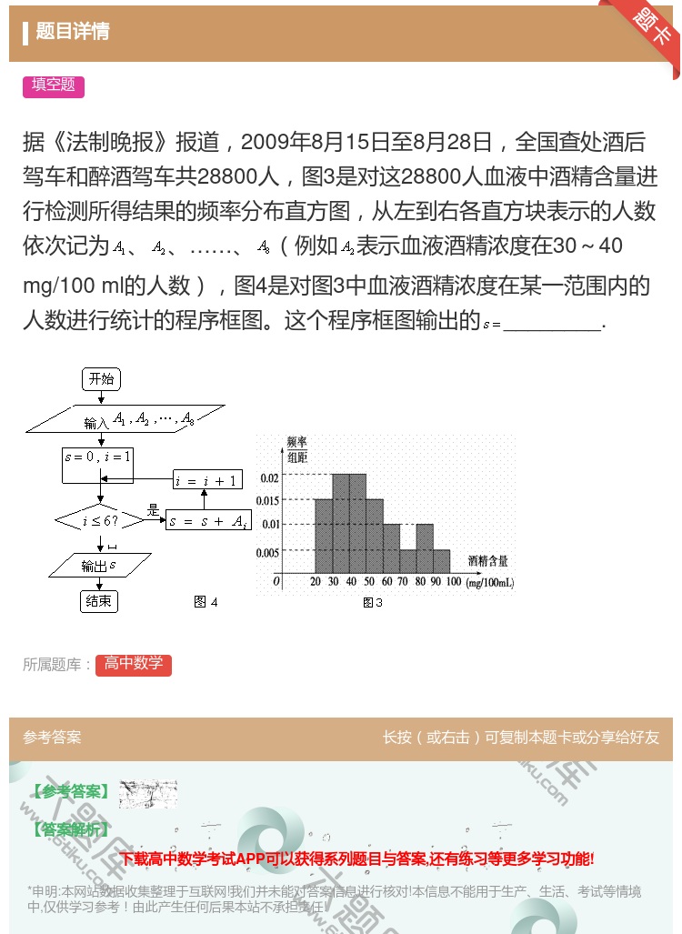 答案:据法制晚报报道2009年8月15日至8月28日全国查处酒后驾...