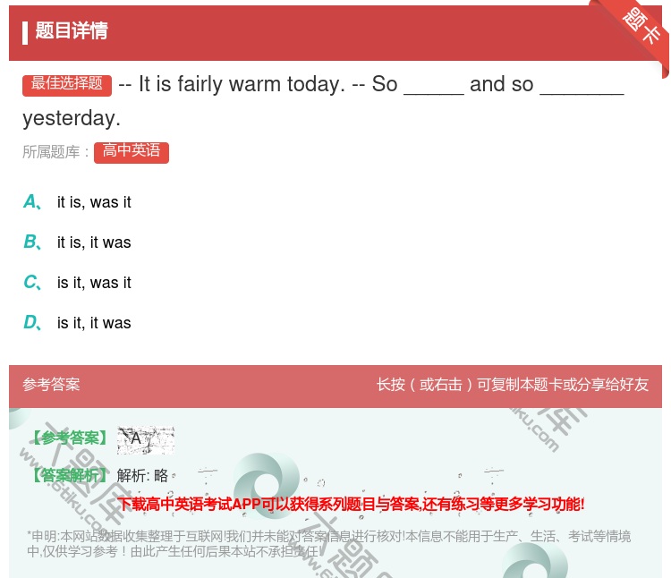 答案:--Itisfairlywarmtoday.--So____...
