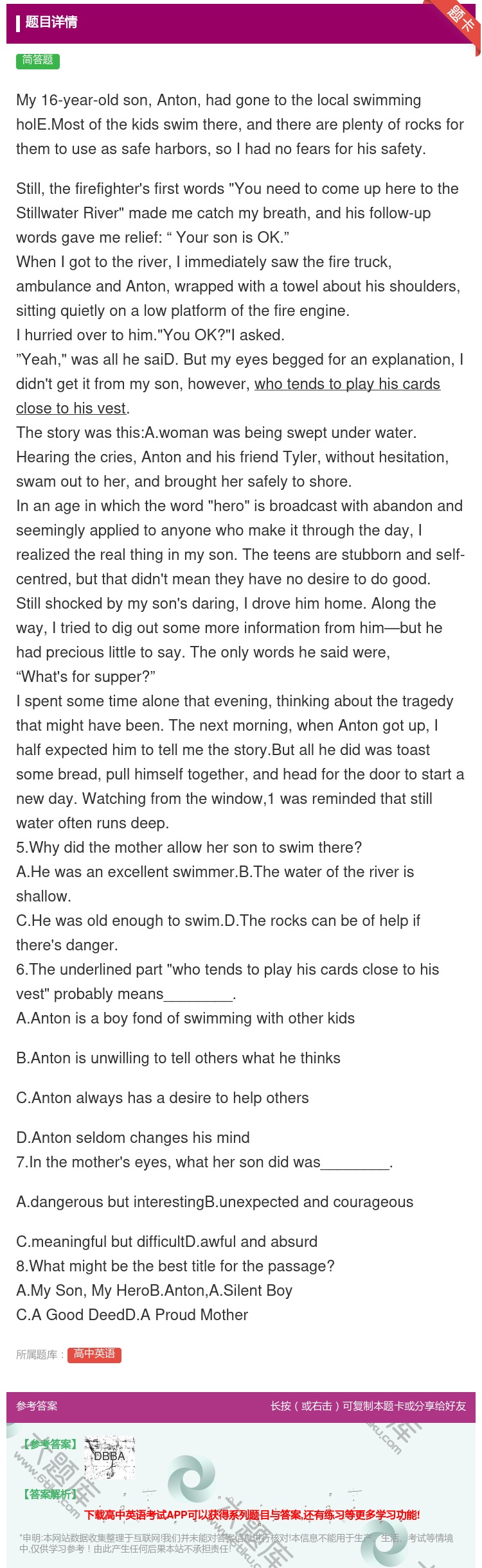 答案:My16-year-oldsonAntonhadgoneto...