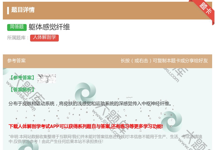 答案:躯体感觉纤维...