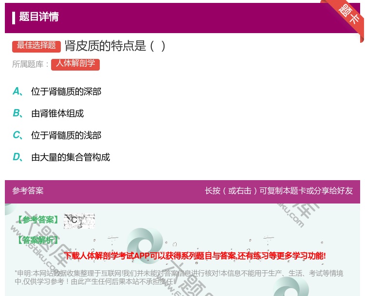 答案:肾皮质的特点是...