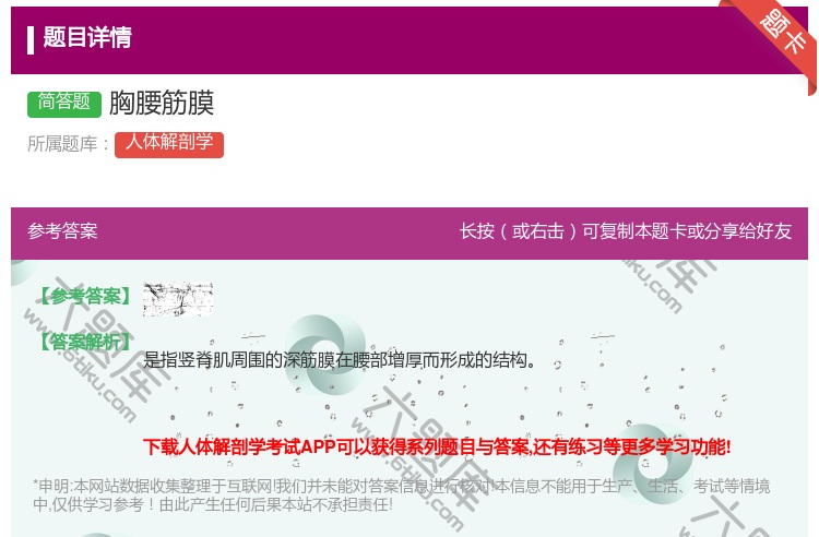 答案:胸腰筋膜...